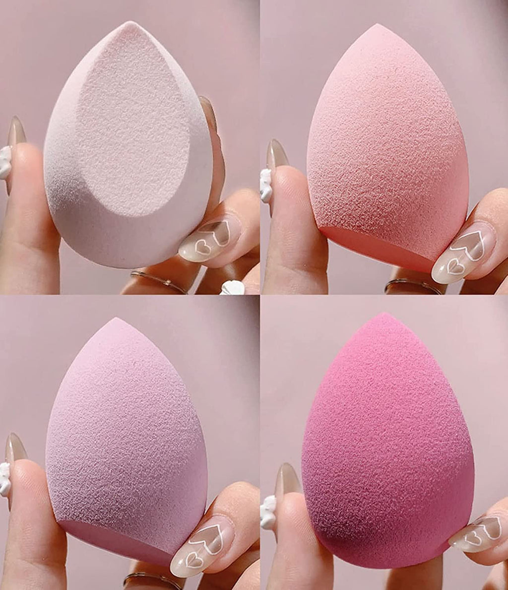 COSLUXE 4 Pcs Makeup Sponge Beauty Blender with Egg Case with 4 Pcs Powder Puff Triangle Soft Powder Sponge Reusable Cosmetic Foundation Wet Dry Makeup Set Multi-colored - Image 7