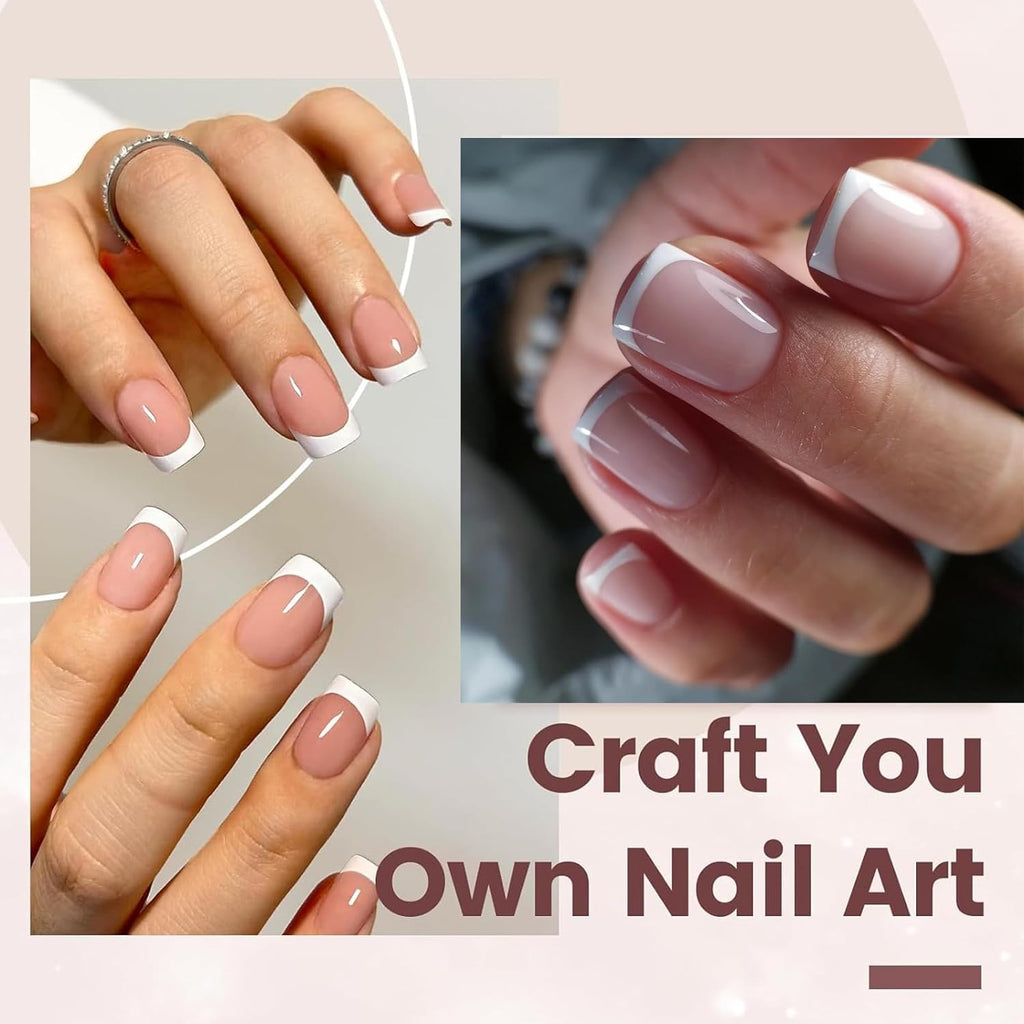 NAILWIND 9 Color Press On Nails Fake Nail 216 Pcs, French tip press-on nails, Press on Nail, Artificial Nail Extensions Combo in Multicoloured, Full Cover Glossy Nude False Acrylic Nails for Women Girls (03) - Image 4