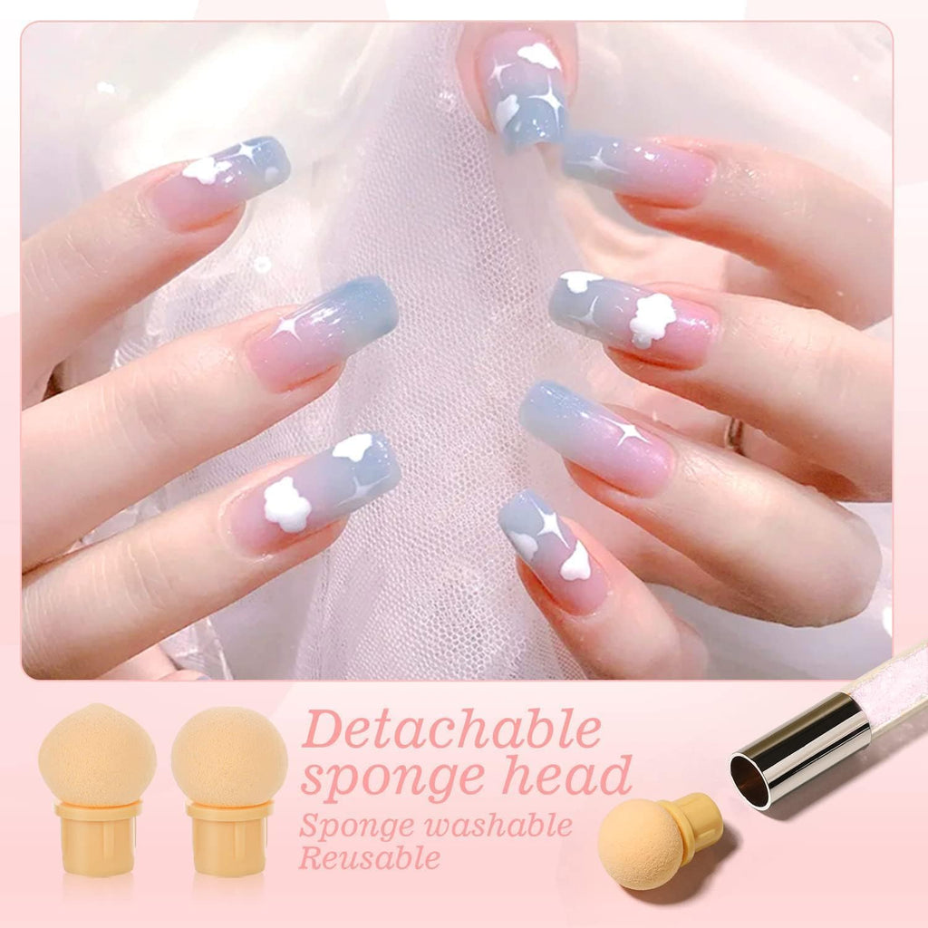 NAILWIND Nail Sponges for Ombre, Nail Art Sponge, Nail Art Tool Pen Dual Head Nail Sponge Brush Picking Dotting Gradient Ombre Nail Pen Brush with 4 Replacement Heads - Image 5
