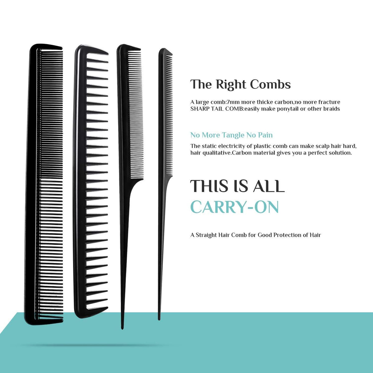 COSLUXE Hair Stylists Professional Styling Comb Set, Great for All Hair Types & Styles Comb set kit Multifunction Anti-Static Barbers Brush Combs Tool for Women Men Kids 10PCS OF 1 SET, BLACK - Image 4