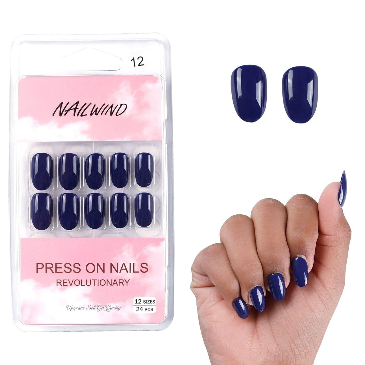 NAILWIND 24 Press on Nails | Natural French Short False Nails | Acrylic Full Cover Nails | Natural Fake Nails Delicate & Comfortable for Women and Girls (V-12) - Image 2