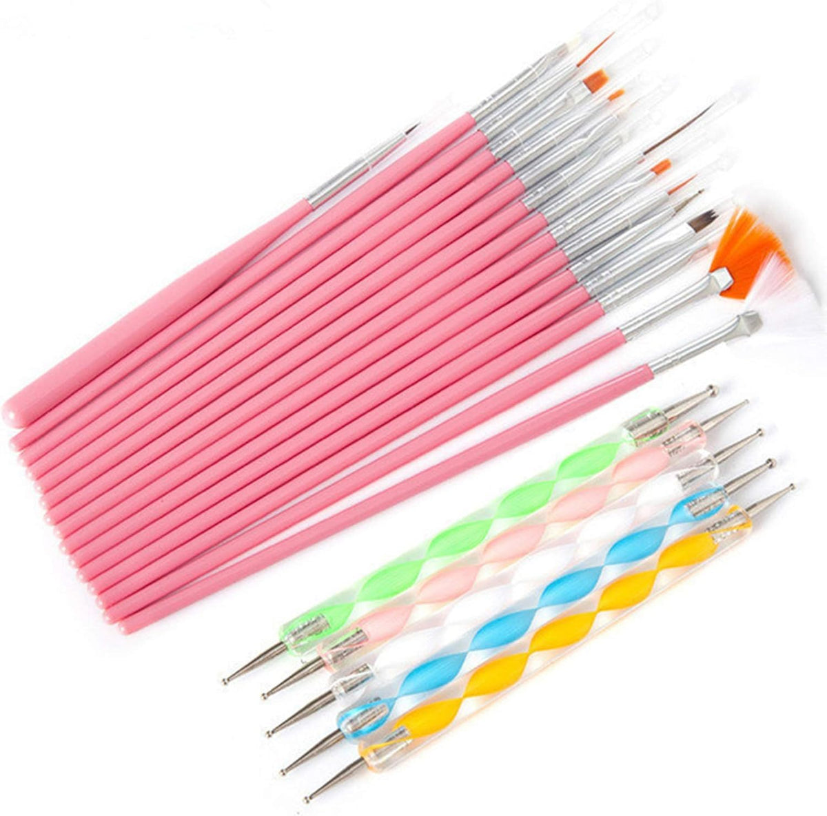MY COLOR 20 pcs Nail Art Brushes, Nail Art Design Painting and Drawing UV Polish Brush Tool Kit, 15 pcs Nail Art Brushes Kit with 5 pcs Nail Dotting Pens, Multicolored - Image 9