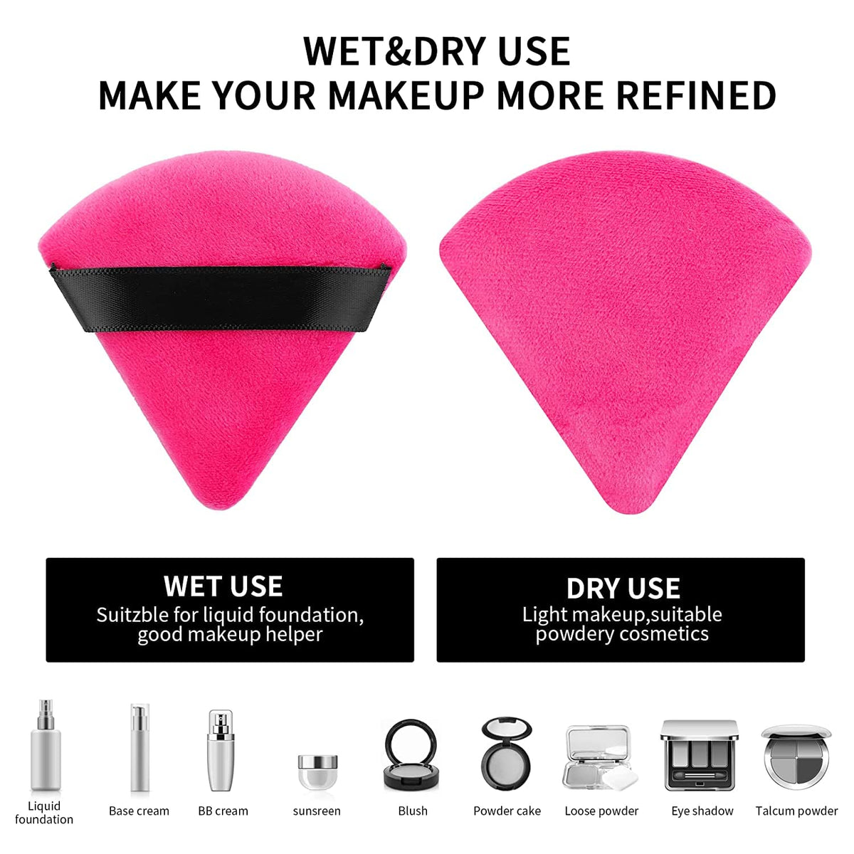 My Colors 6 Pieces Powder Puff Soft Face Triangle Makeup Puff for Loose Powder Body Cosmetic Foundation Sponges Beauty Blender Makeup Tool Multicolors - Image 5