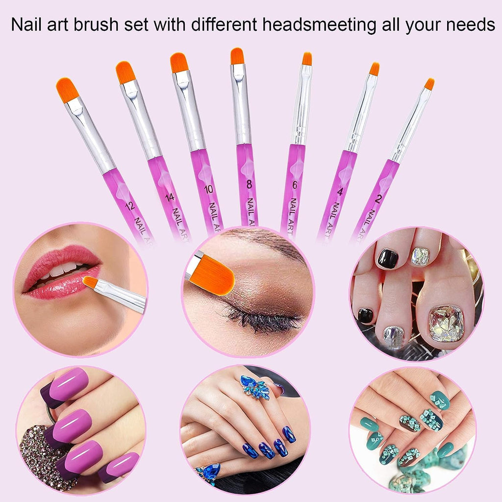 NAILWIND 7 Pcs Nail Art Brush Pen UV Gel Acrylic Nail Brush False Nail Art Tips Builder Gradient Painting Gel Nail Polish Brush Set Tools - Image 4