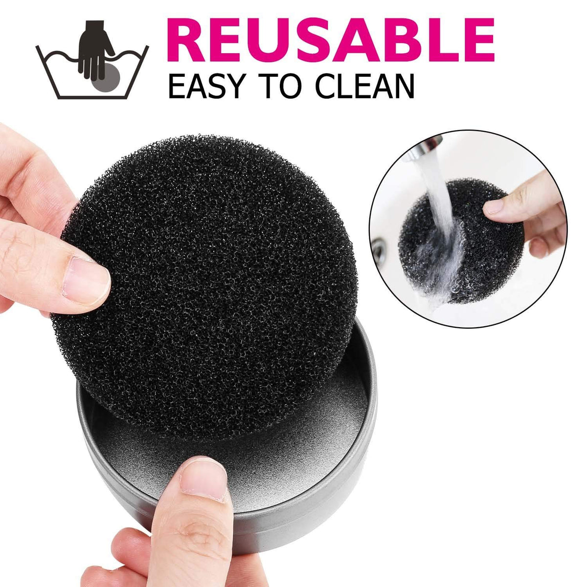BH STUDIO PRO Makeup Brush Cleaner, Color Removal Cleaner Sponge (Pack of 1) - Black - Image 3