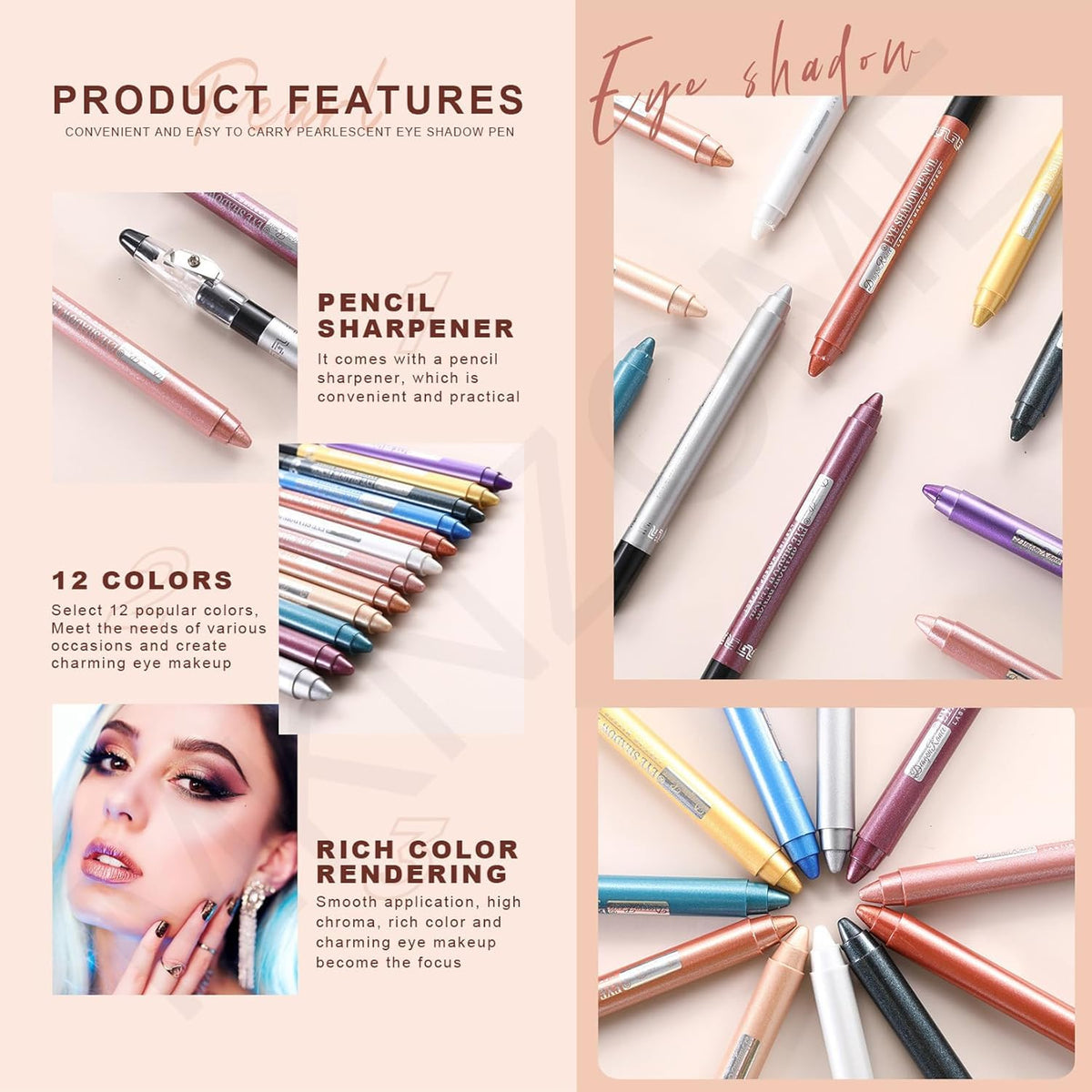 My Colors Eyeshadow Stick Set, 12Pcs Shimmer Cream Eyeshadow Pen High Pigmented Eye Shadow Stick Waterproof Long Lasting Eye Makeup Gift for Women Girls - Image 4