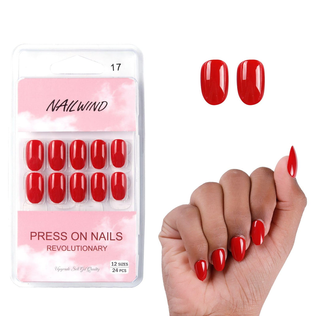 NAILWIND 24 Natural French Short False Nails Acrylic Full Cover Nails,Natural Fake Nails Delicate & Comfortable for Women and Girls (N17, 24 Count -Pack of 1)