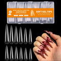 NAILWIND 240Pcs Extra Long Stiletto Nail Tips, 3XL Long Nail Tips Press On Nails, Full Cover No 2 C Curve Stiletto Nails Tips Clear Artificial Acrylic Nails Tips for Salons Home DIY 12 Sizes