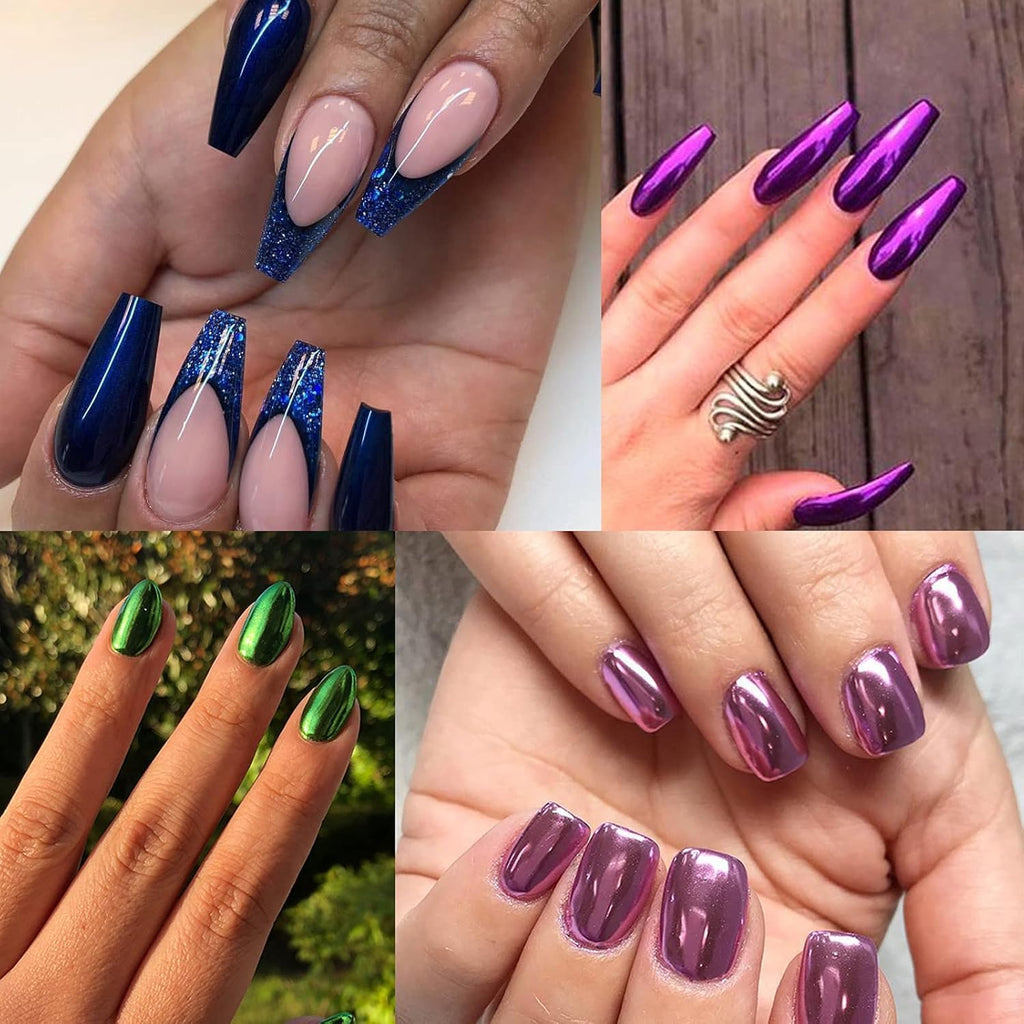 NAILWIND Chrome Nail Powder | Blue Mirror Effect Chrome Powder for Nails Glitter Long Lasting | Pearl Aurora Mermaid Nail Powder | Holo Pigment Nail Art DIY Design Decorattion 4 PCS - Image 6