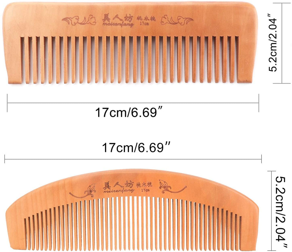 COSLUXE Wooden hair comb, Hair Comb,Natural Anti Static Wooden Massage Comb with Fine and Wide Tooth for Men and Women Moon-Comb + Wide-comb, Combo of 2 pcs - Image 3