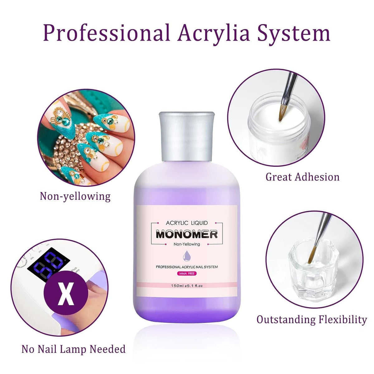MY COLOR monomer for nails, Nail Acrylic System Q Monomer 150ml, for Nail Extension Salon - Image 5