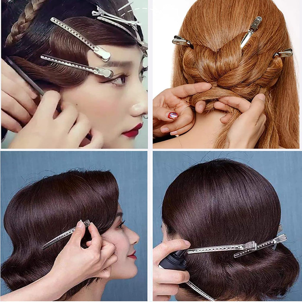 COSLUXE Professional Salon Hair Styling Steel Silver Section Clips Duck Bill Clips, 3.5 Inches Rustproof Metal Alligator Curl Clips with Holes for Hair Styling for Women, Silver (Pack of 24) - Image 9