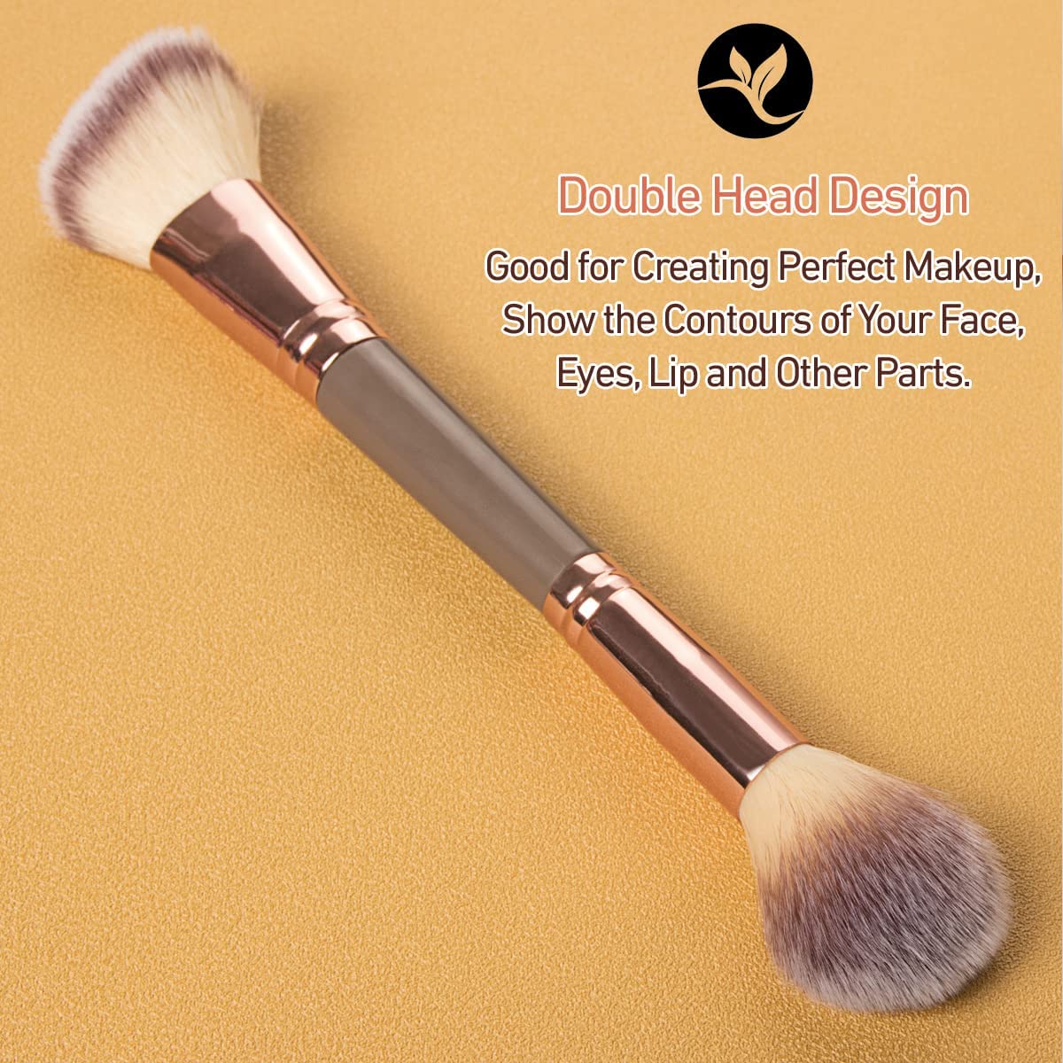 COSLUXE Foundation Makeup Brush, Double Ended Makeup Brushes for Blending Liquid Powder, Concealer Cream Cosmetics, Blush brush B02-Brown, 1 - Pcs - Image 4