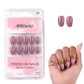 NAILWIND 24 Natural French Short False Nails Acrylic Full Cover Nails,Natural Fake Nails Delicate & Comfortable for Women and Girls (N24, 24 Count -Pack of 1)