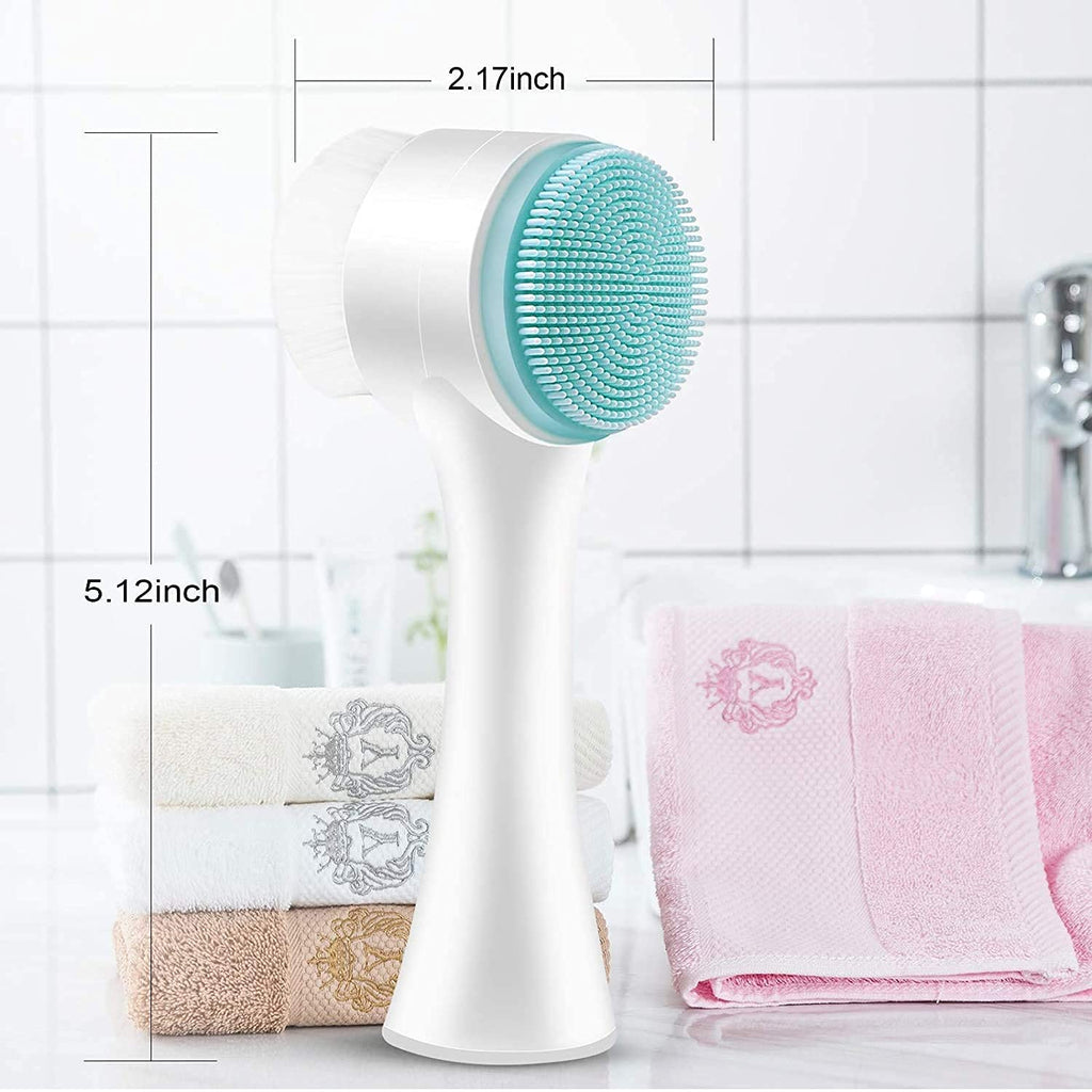 COSLUXE Manual Facial Cleansing brush, 2-in-1 Skin Care face brush, silicone facial scrubber Manual Dual Face Wash Brush for Deep Pore Exfoliation Massaging - Image 6