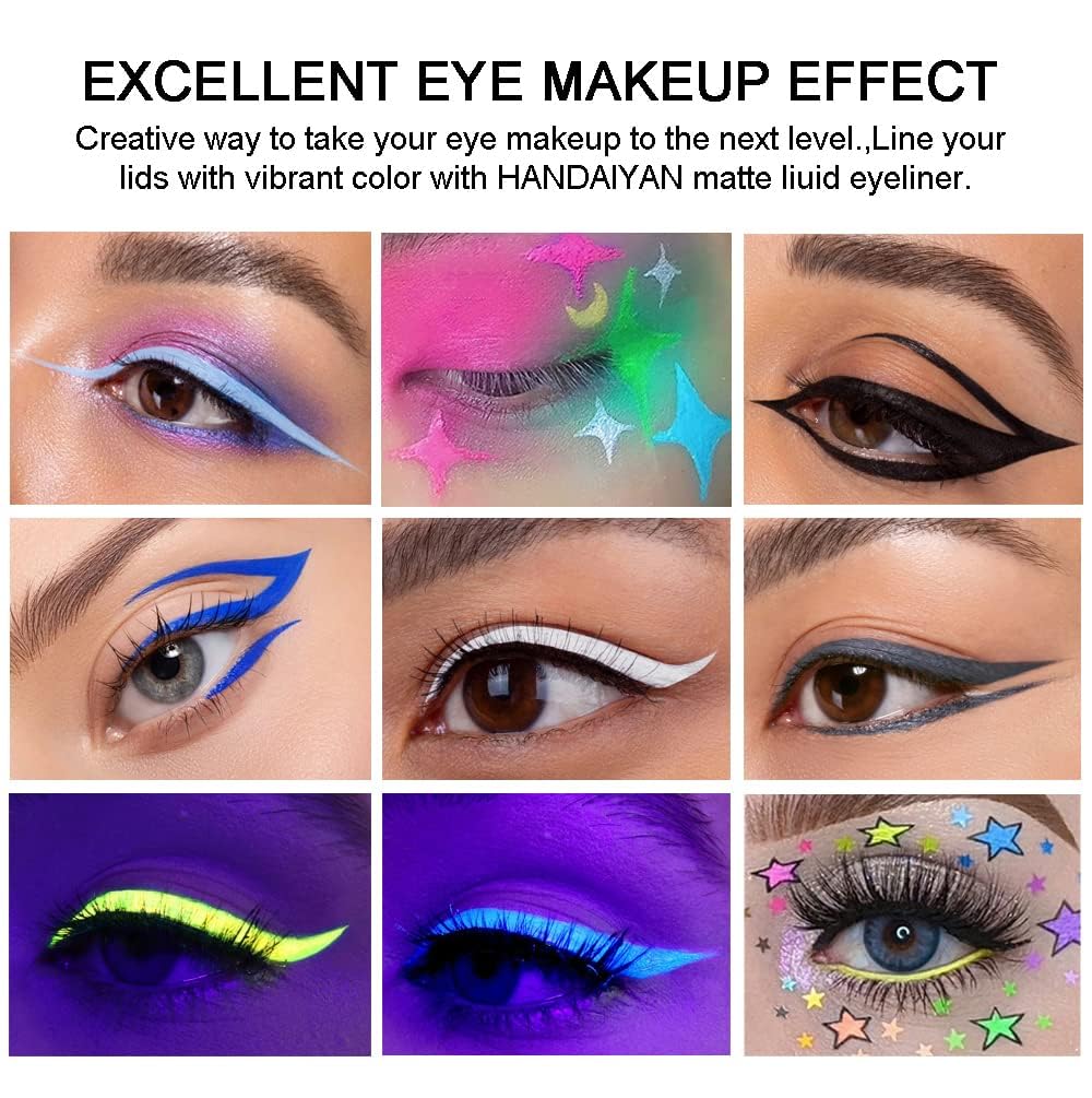 My Colors Colorful Liquid Eyeliner Set, 12 Colors Matte Neon Eyeliner Pencil Pigmented Waterproof Smudgeproof Long Lasting Gel Eye Liner Eye Makeup Gift Kit For Women (B, 12 Pcs),Multi-Coloured - Image 3