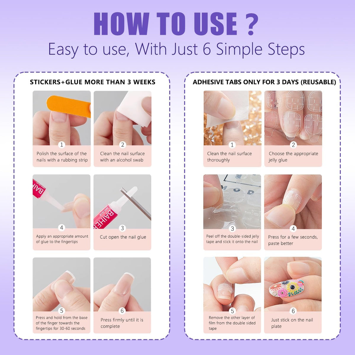 NAILWIND 3D Diamond Shape Designs False Nails,150 Pcs Soft Gel Tips Full Cover Acrylic Nail Tips, Nail Extension 14 Sizes Suitable for Nail Tips Art Salons ? Home (CLEAR, COFFIN) - Image 6