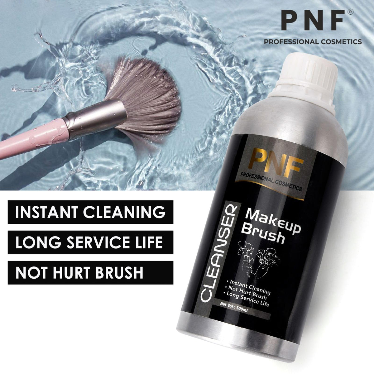 PNF PROFESSIONAL Makeup Brush Cleaner for Cosmetic Brushes, Instant Brush Cleaner, No-washing Quick Drying Deep Cleaning Spray Ideal for Makeup Brushes Sponges for Women Girls (250ml) - Image 5