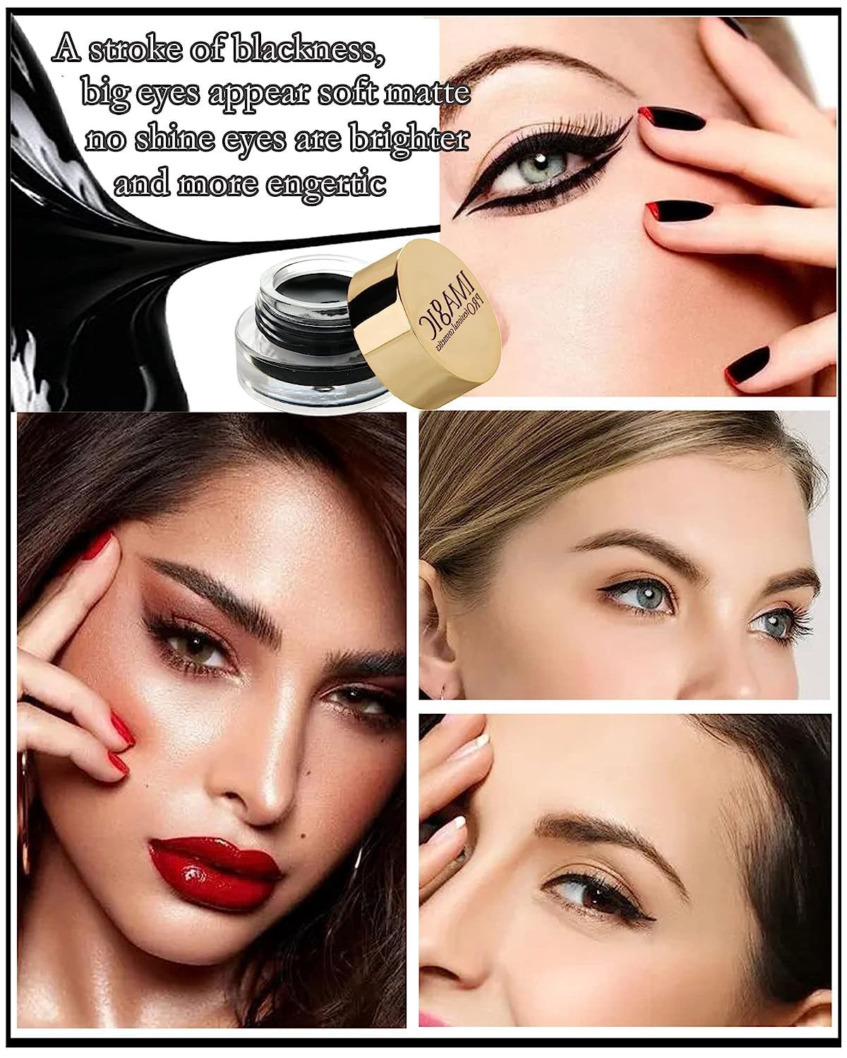COSLUXE IMAGIC Gel Eyeliner, Waterproof Makeup Gel Eye Liner With Brush (4g) (black 01) - Image 6