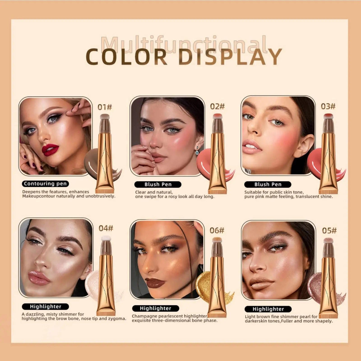 My Colors Liquid Highlighter Stick with Cushion Applicator, Soft Touch Long Lasting Natural Matte Finish, Silky Cream Face Highlighter and Contour Bronzer Stick (H2) - Image 8