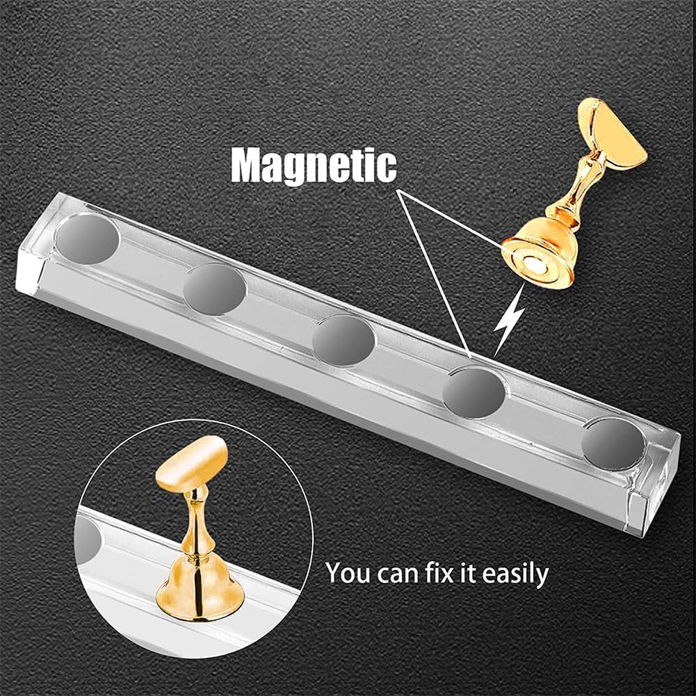NAILWIND Acrylic Nail Display Stand Tip Holder Magnetic Nail Practice Stand Fingernail DIY Nail Art Stand for False Tip Salon and Home (BLACK, 1 - SET) - Image 6