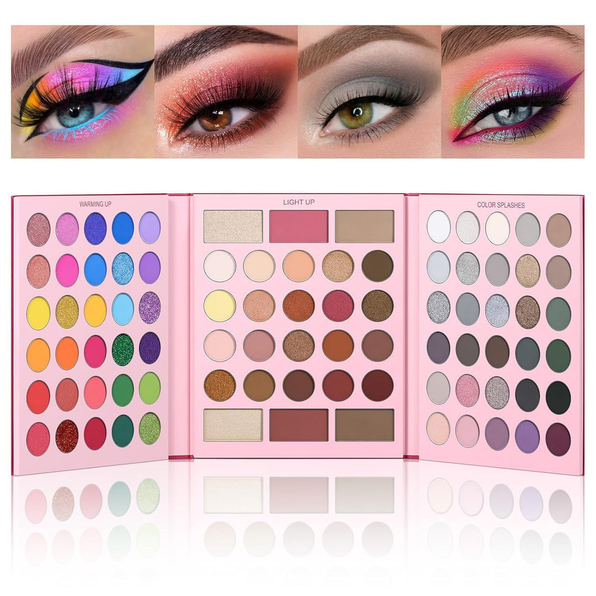 UCANBE Pretty All in one 4 Eyeshadow Palette Pro 86 Colors Holiday Makeup Kit, Matte Shimmer Glitter Eye Shadows Highlighter Blush Contour All-in-One Make Up Pallet Christmas Valentines Gift Set