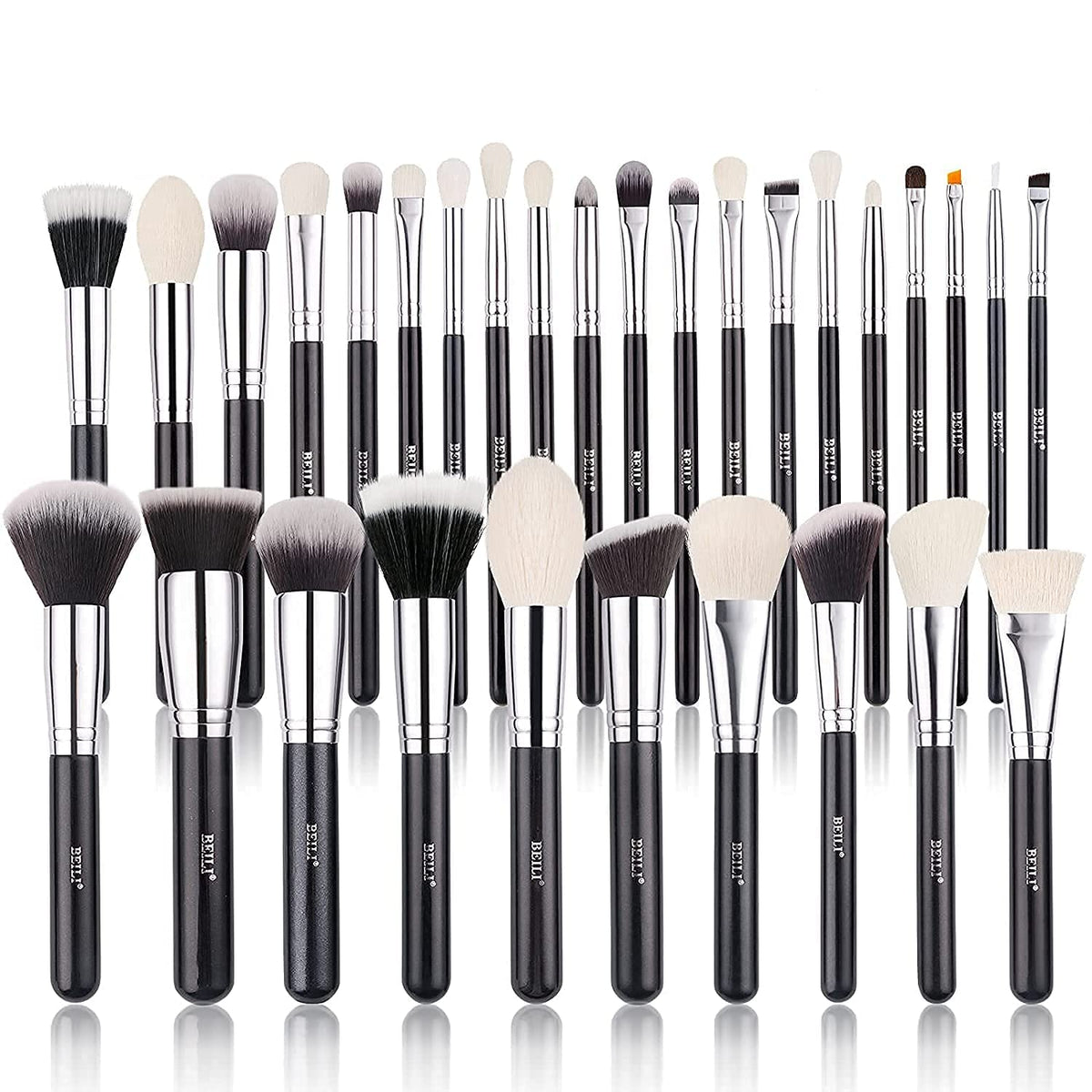 COSLUXE BEILI 30Pcs Professional Makeup Brushes Set Natural Goat Hair Premium Synthetic Kabuki Foundation Blending Brush Face Powder Blush Concealers Eye Shadows Make Up Brushes Set B30