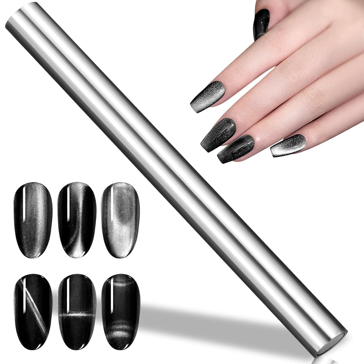 NAILWIND Cat Eye Magnet for Nails, 5.9inch Super Long Double-head Nail Polish Magnet Pens Magnet Stick 3D Magnetic Cat Eye Gel Polish Nail Art Tool, for Home DIY, Nail Art Magnet ,Nail Art Lovers,