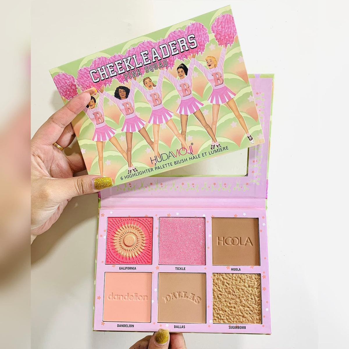 HUDAMOJI 6 Colors Highlighter Blush Makeup Palette, Bronzer Powder Matte Shimmer Metallic Finish,Face Blusher Contour Highlighter 34g (Pink Squad, 1 Pcs) - Image 2
