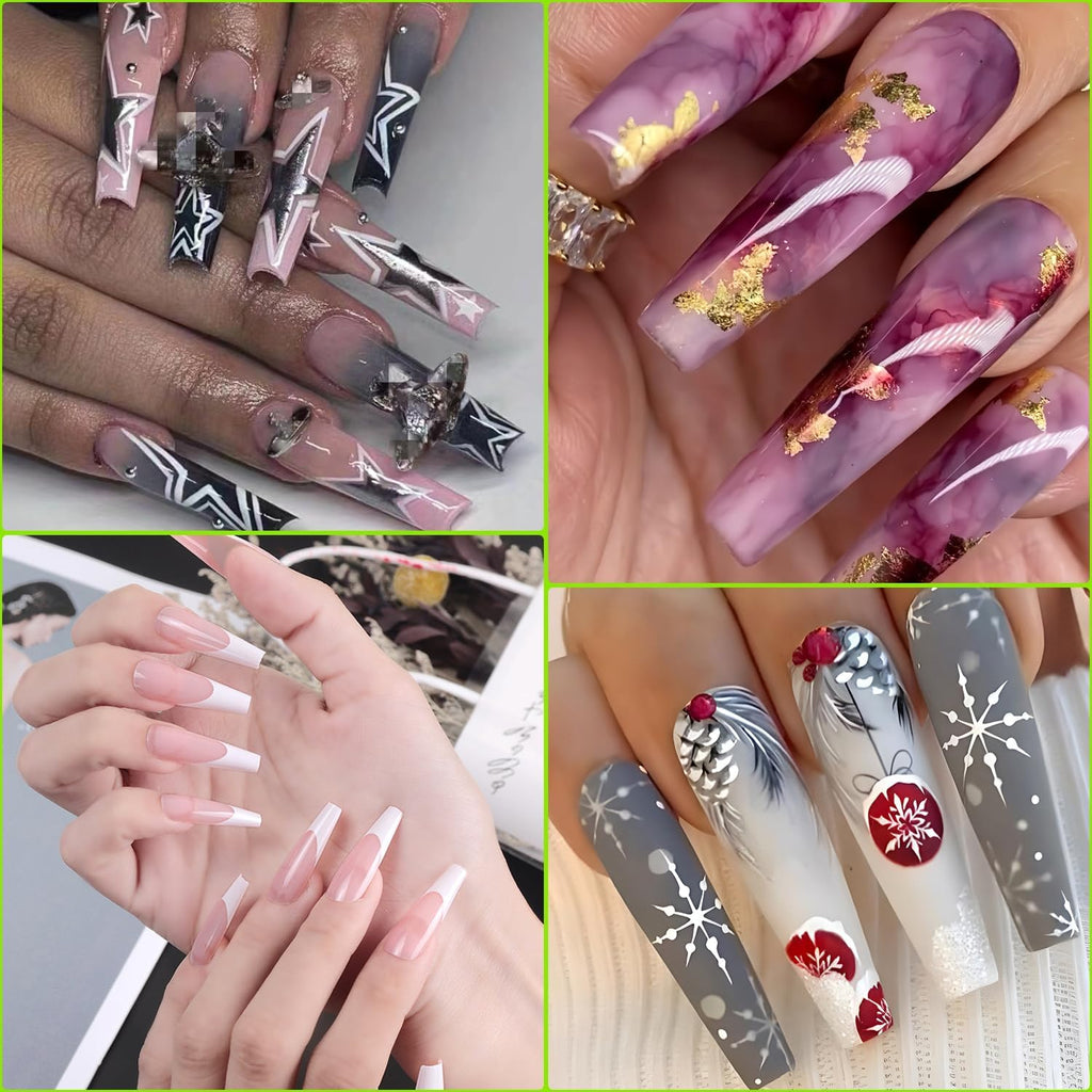 NAILWIND 240PCS Full Cover Long Coffin Nail Tips, 3XL Long Coffin Ballerina Nails Tips Extra Longs Coffins Press On Nail No 5 C Curve, Clear Coffins Ballerina Nails Tip for Acrylic Nail Tips Professional,12 Sizes - Image 6