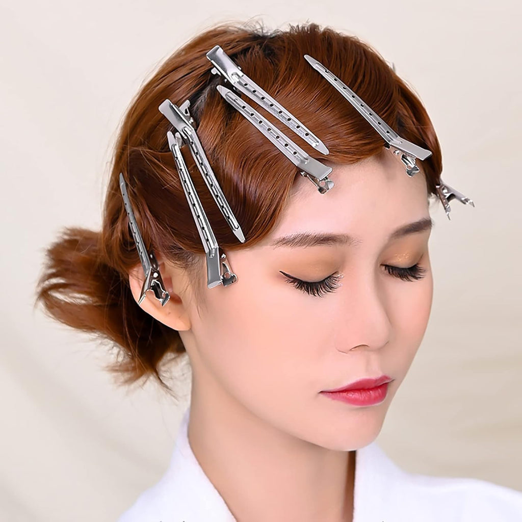 COSLUXE Professional Salon Hair Styling Steel Silver Section Clips Duck Bill Clips, 3.5 Inches Rustproof Metal Alligator Curl Clips with Holes for Hair Styling for Women, Silver (Pack of 24) - Image 7