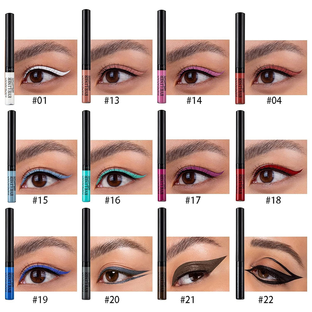 My Colors Colorful Liquid Eyeliner Set, 12 Colors Matte Neon Eyeliner Pencil Pigmented Waterproof Smudgeproof Long Lasting Gel Eye Liner Eye Makeup Gift Kit For Women (B, 12 Pcs),Multi-Coloured - Image 4