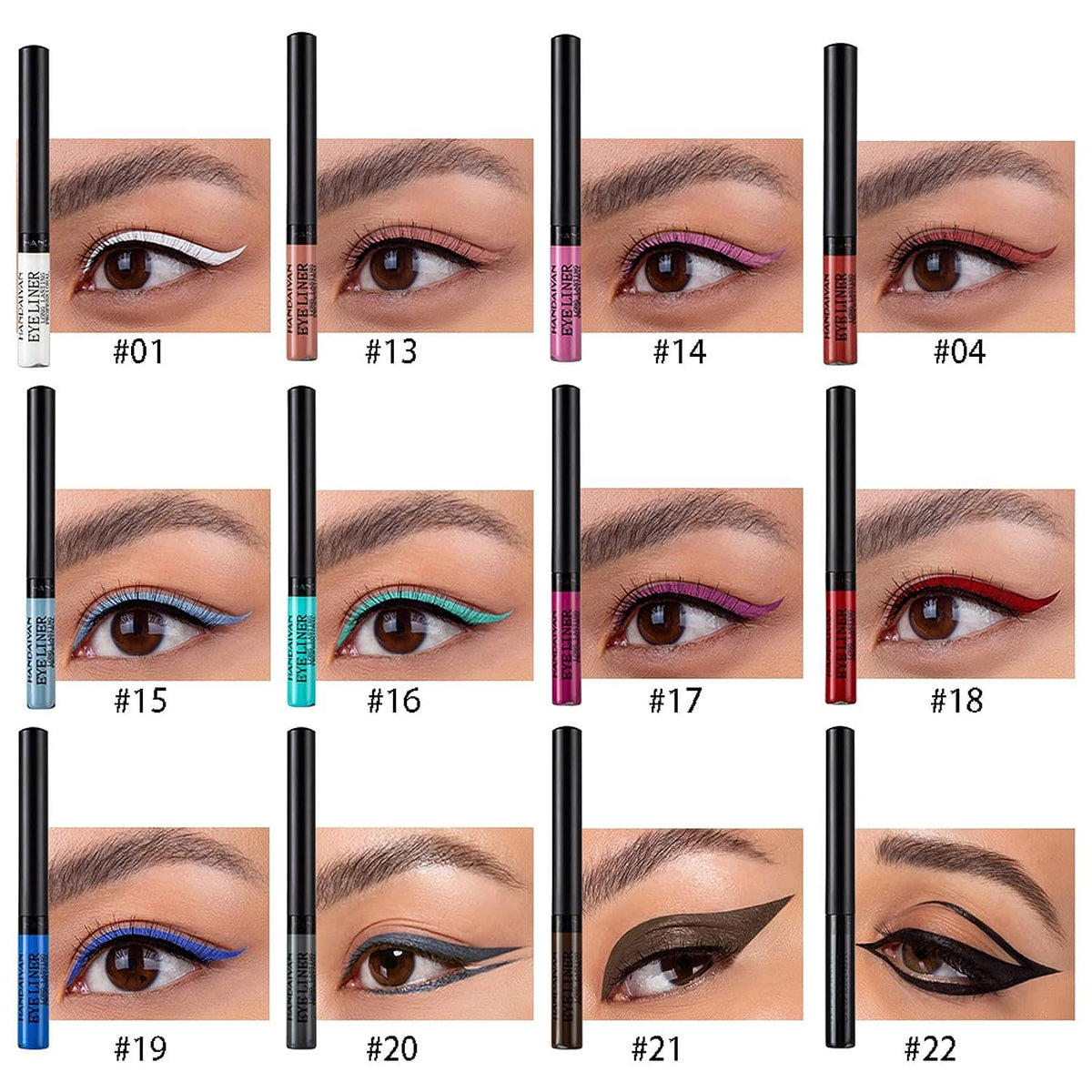 My Colors Colorful Liquid Eyeliner Set, 12 Colors Matte Neon Eyeliner Pencil Pigmented Waterproof Smudgeproof Long Lasting Gel Eye Liner Eye Makeup Gift Kit For Women (B, 12 Pcs),Multi-Coloured - Image 4