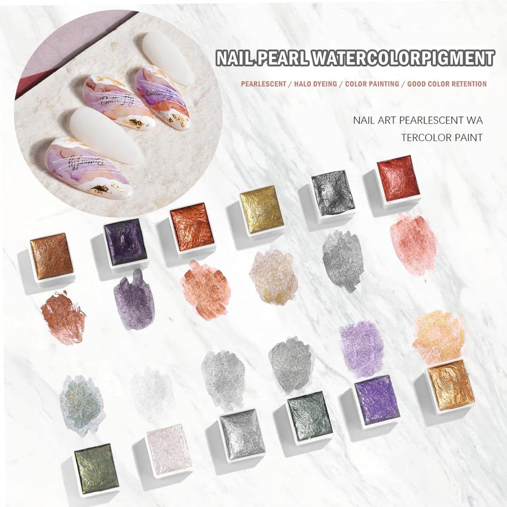 NAILWIND Nail Watercolor Paint, Shimmer Solid Watercolors Pearl Glitter Nail Art Painting Pigment, Manicure Arts Nail Paint for Women and Girls, Nails Gel Paint for DIY Nail Art Design - Image 3