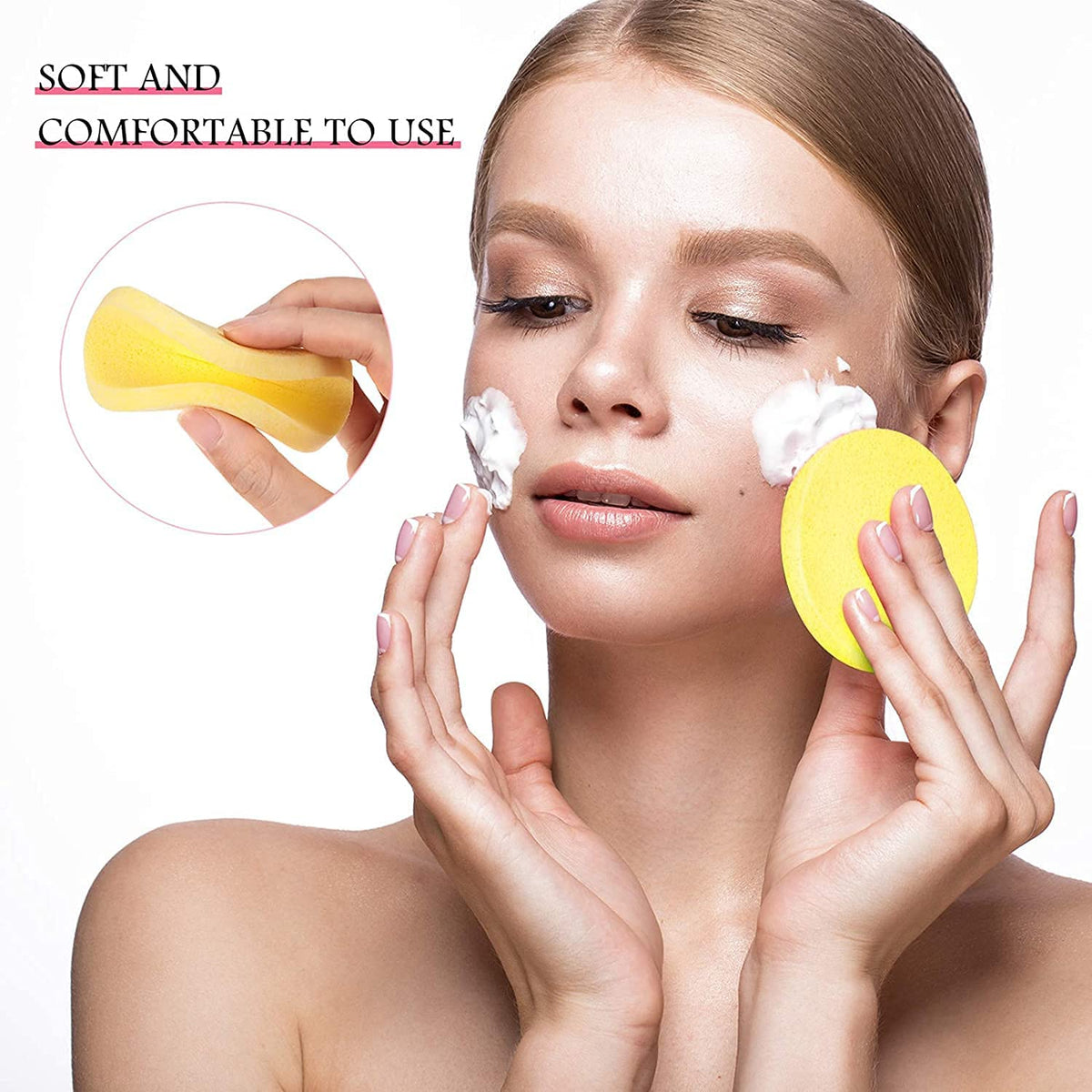 Cosluxe 24 pcs Compressed Facial Sponge Face Cleansing Sponge Makeup Removal Sponge Pad Exfoliating Wash Round Face Sponge Multicolor for Women Girls - Image 4