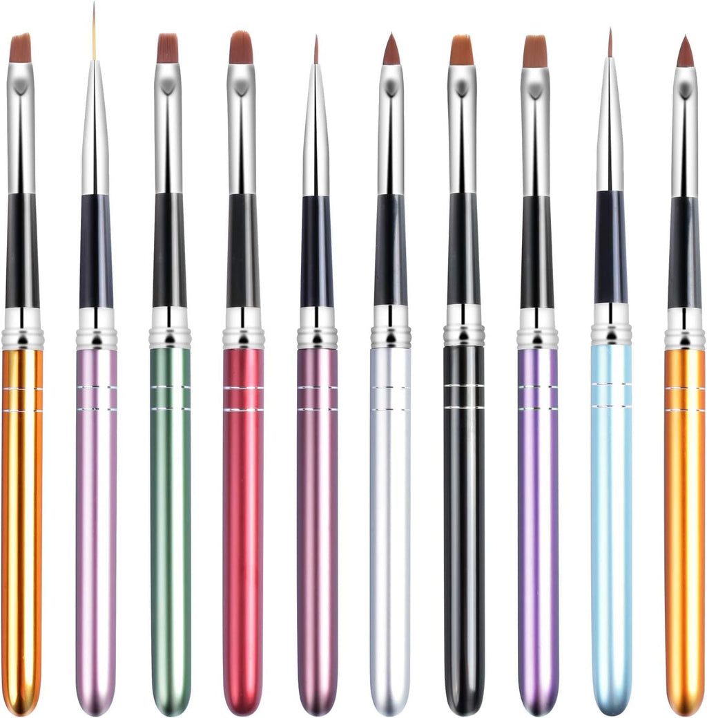 NAILWIND Nail Art Brushes 10 PCS Acrylic Nail Brushes UV Gel Painting Brush Pens Liner Brushs, for Home Nail Salon DIY Manicure Acrylic Nail Art Design