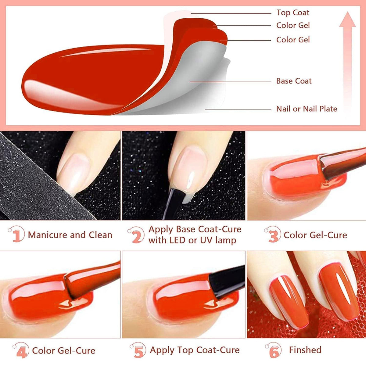 NAILWIND Gel Nail Polish, 36 Colors 8ML Nail Art Pigment Set Gel Polish Solid Glue Extension Gel With One Nail Brush One Nail File for Nail Art DIY Design - Image 4