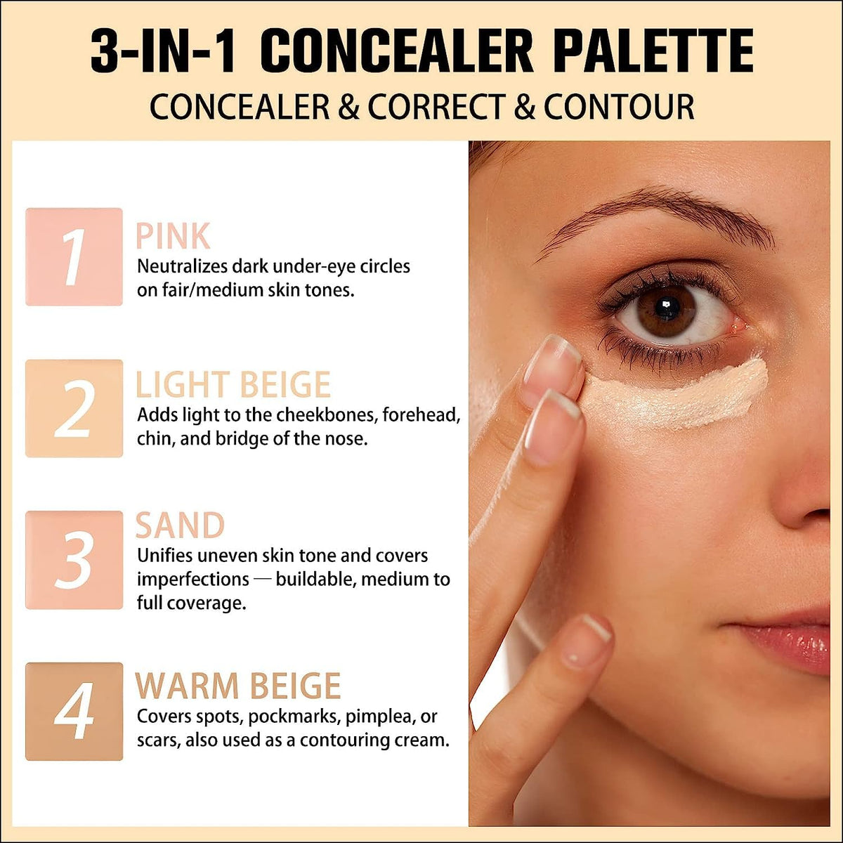 UCANBE Face Concealer Contour Cream Makeup Palette 24.8g - 8 Colors Exquisite Facial Camouflage Contouring Corrector Pallet Full Coverage Make Up Kit (03) - Image 2