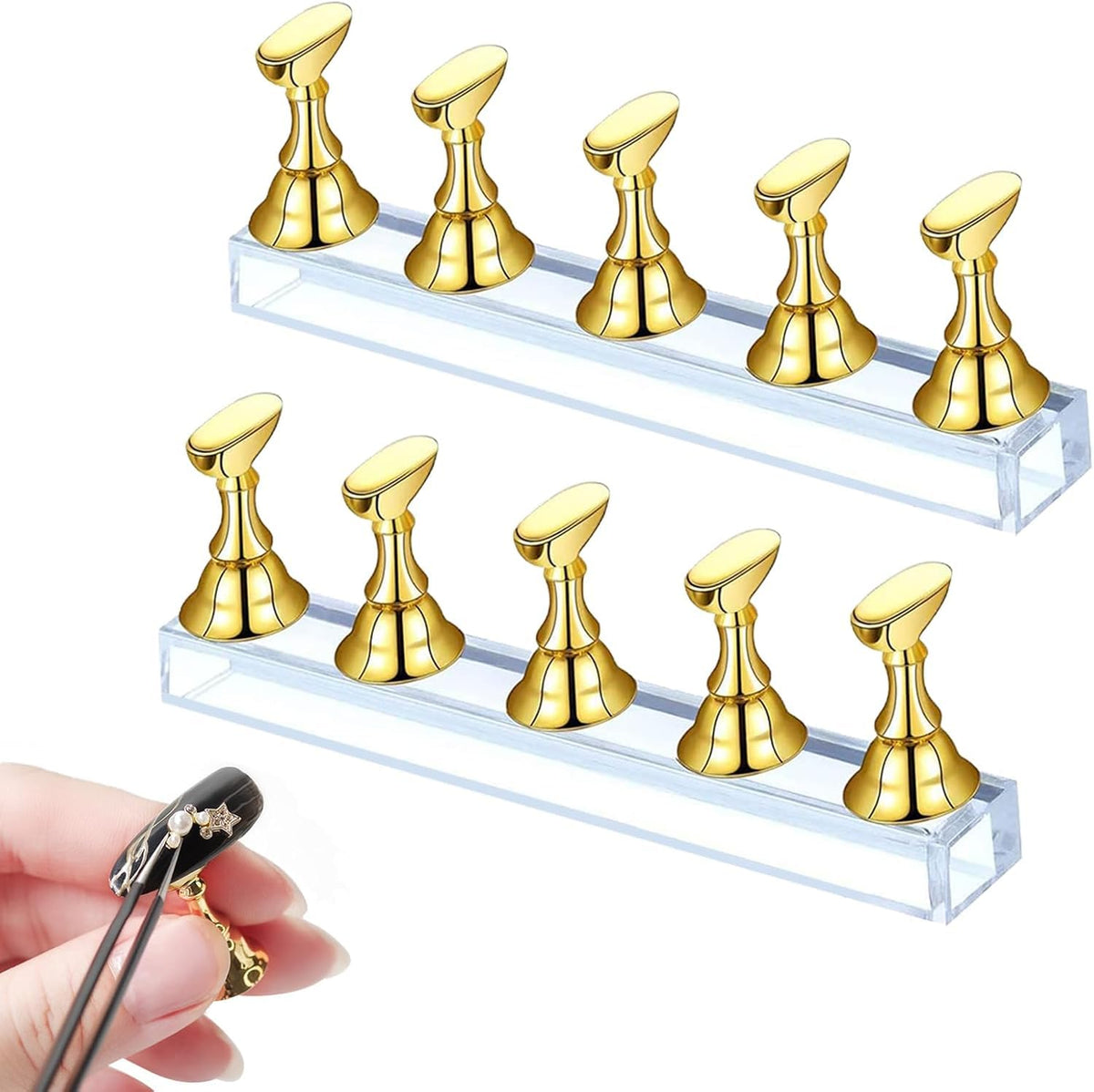 NAILWIND Acrylic Nail Display Stand Tip Holder Magnetic Nail Practice Stand Fingernail DIY Nail Art Stand for False Tip Salon and Home (BLACK, 1 - SET) - Image 3