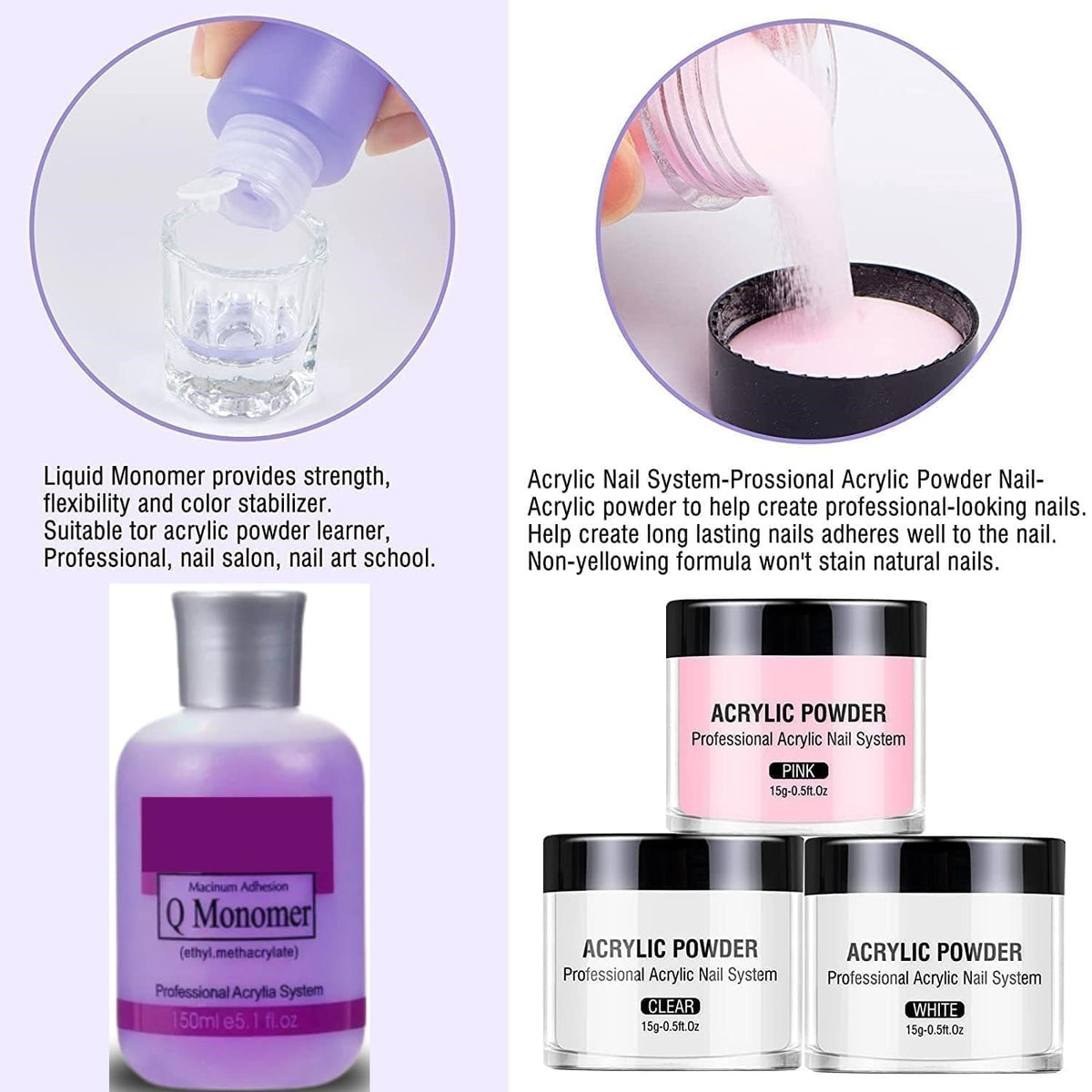 NAILWIND Acrylic Powder Set, 30g Professional Acrylic Nail Powder System for Acrylic Nails Extension,Nail Art (CLEAR, Pack OF 1) - Image 8
