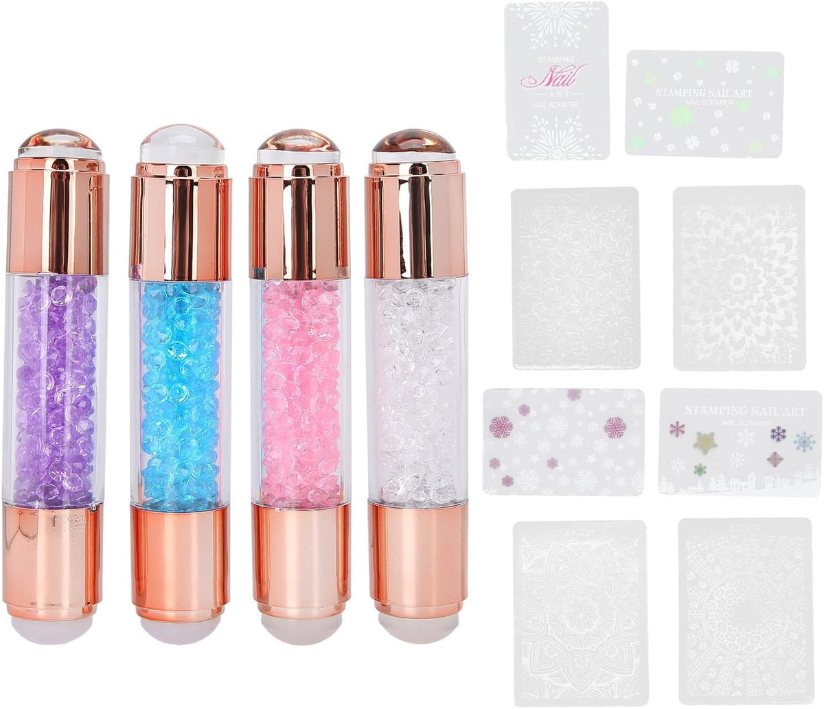 NAILWIND Nail Stamper Kit, Nail Stamping Plates Double Ended, Manicure Stamping Plates Clear Printing Exiqiusite Scraper for Home for Salon - Image 2