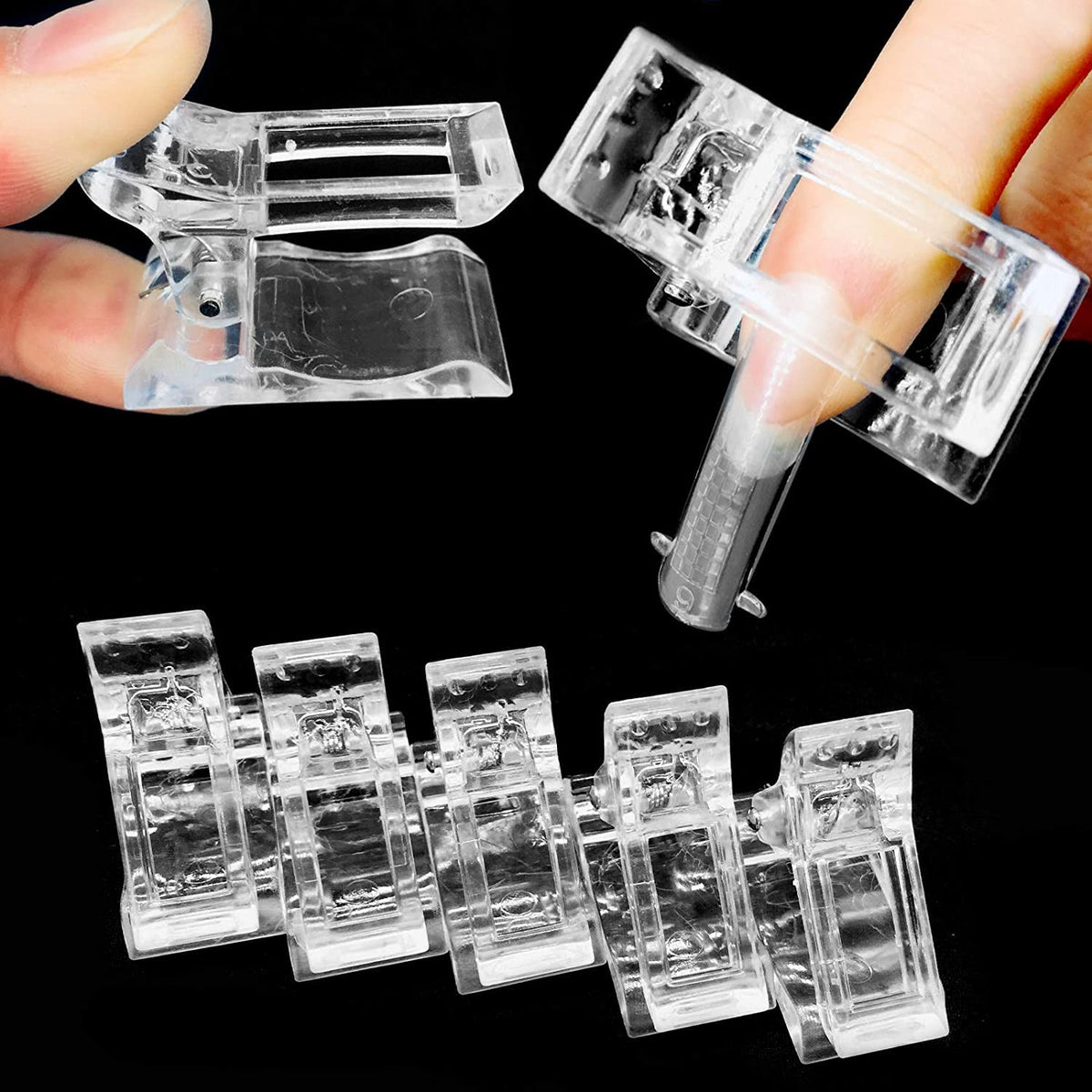 NAILWIND Poly Gel Quick Building Nail Set,100Pcs False Nail Mold Clear Nail Extension Form Tips,10 Nail Tips Clip And 1Pcs Dual-Ended Poly Extension Brush Picker For Polygel Extension,Home Salon - Image 6