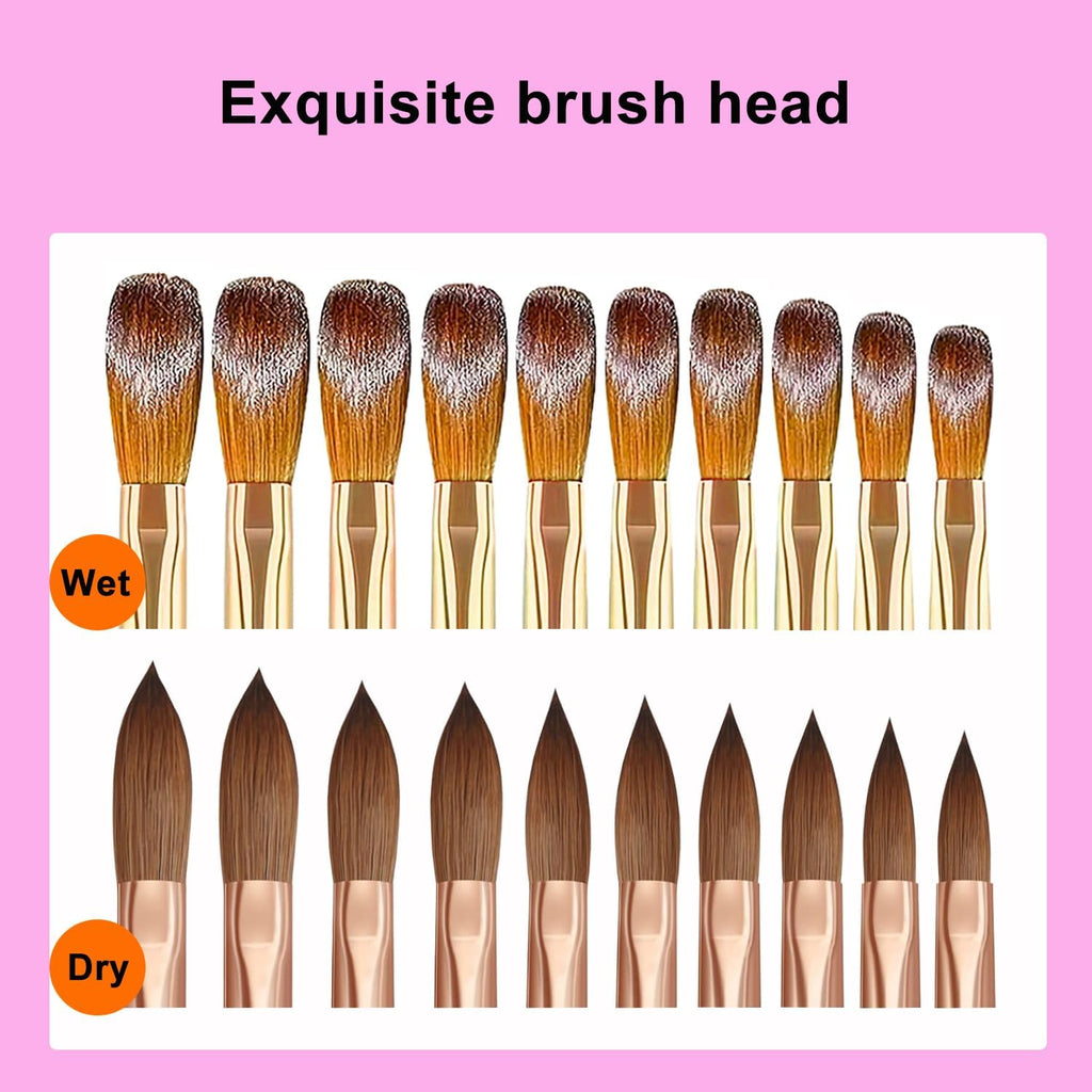 NAILWIND 9PCS Acrylic Nail Brush Set,Nail Art Brushes Set Nail Art Design Pen Painting Tools Fingernail Brush for Acrylic Powder Application Nail Extension 3D Carving Size 4/6/8/10/12/14/16/18/20 - Image 9