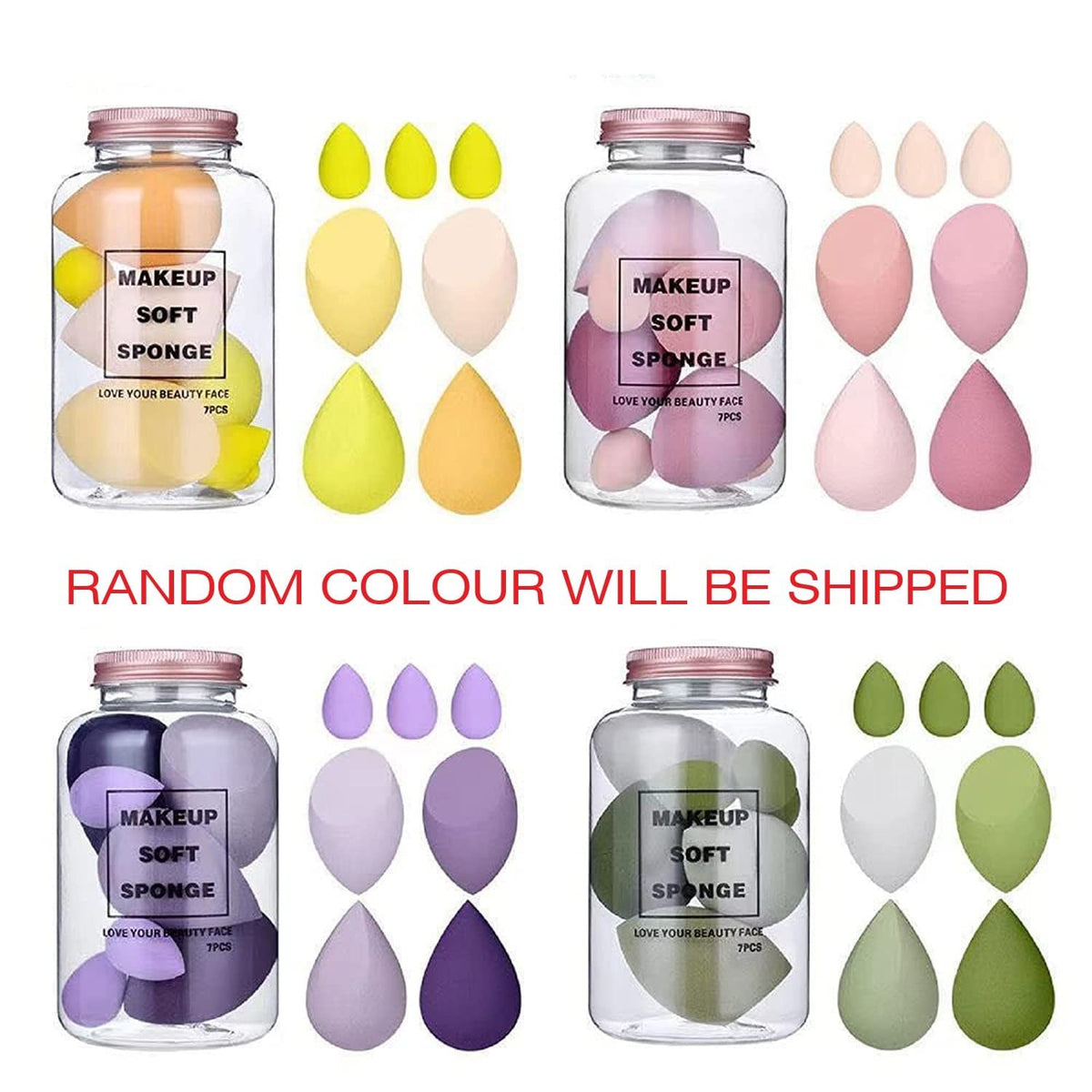 My Colors Makeup Sponge Set Beauty Blender with Egg Case, Soft Sponge For Liquid Foundation, Creams, and Powders?Latex Free Wet and Dry Makeup, 4 Big + 3 Mini -7 Pcs set - Image 2