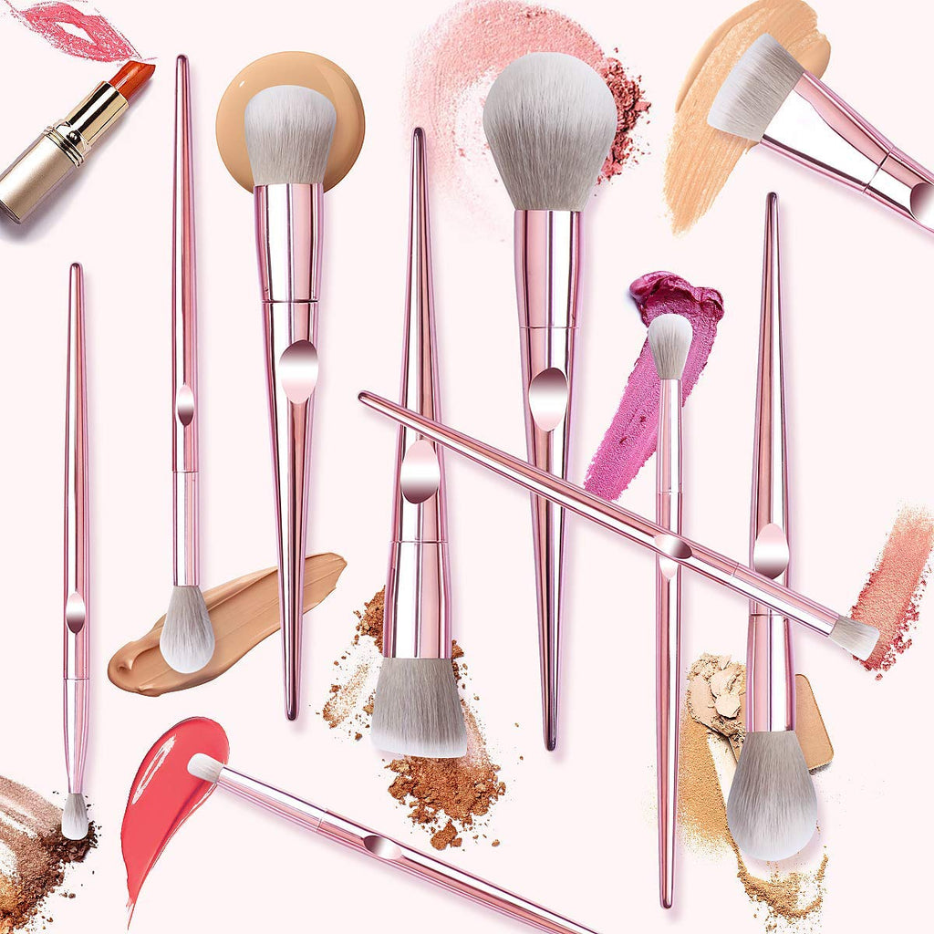 COSLUXE Makeup Brushes Set, 10 Pcs Makeup Brushes Premium Synthetic Eyeshadow Contour Highlight Foundation Professional Makeup Brush Set with Cosmetic Bag for Women Girls - Image 4