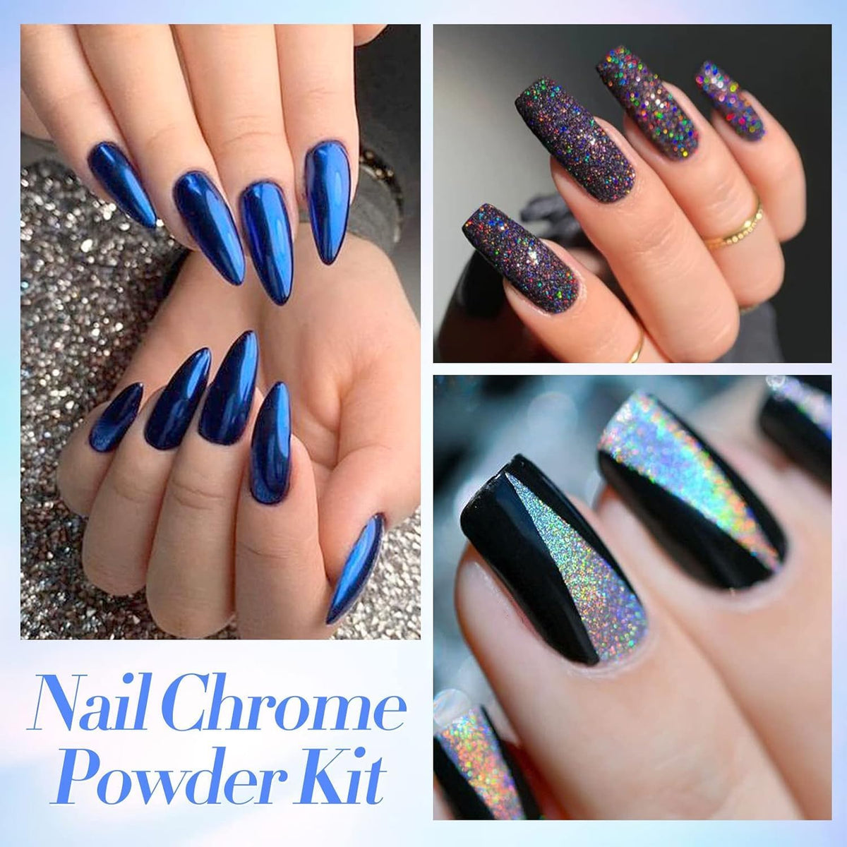 NAILWIND Mirror Chrome Nail Powder Set - 12 Colors Metallic Holographic Chrome Nail Powder Purple Green Red Rose Gold Nail Chrome Powder for Gel Nails Manicure Nail Art Chrome Powder Gifts for Women - Image 4