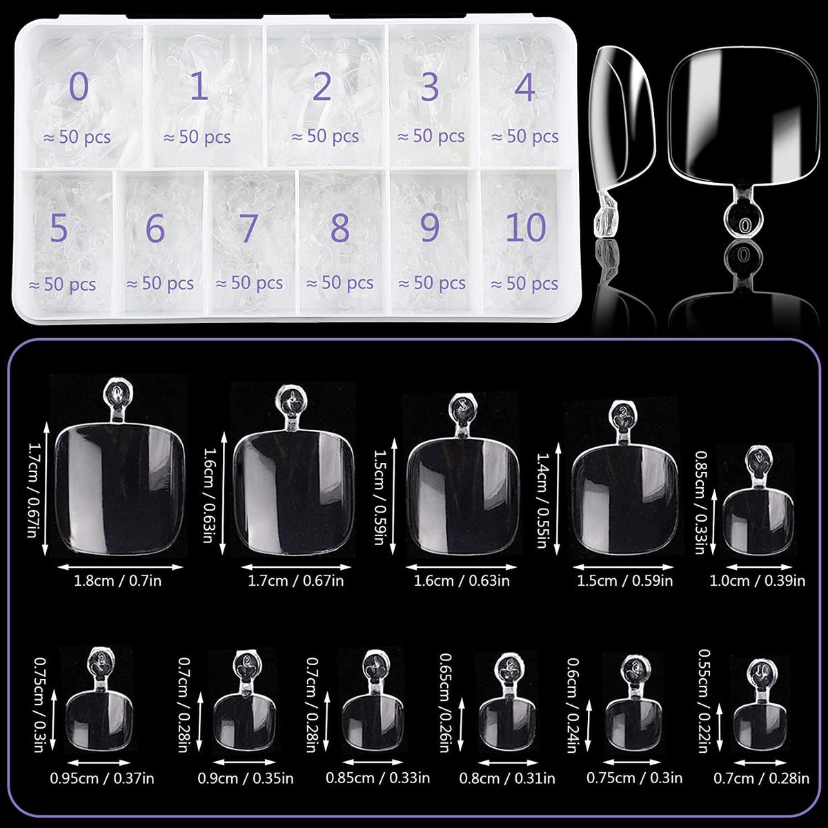 NAILWIND Soft Gel Toenail Tips, 550Pcs Soft Gel Toe nail Tips, Toe Press On Nails, 11 Sizes Full Cover Acrylic False Nail Tips, for Beginner and Professional Home Salon Diy - Image 6