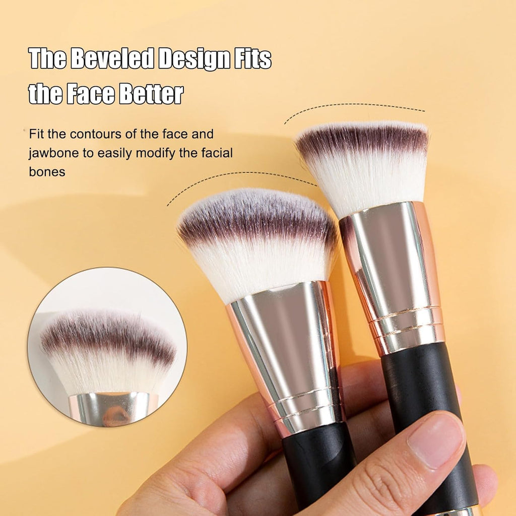 COSLUXE Makeup Brushes Dual-ended Foundation Brush Concealer Brush, 2-in-1 Make Up Brushes Synthetic Kabuki Brush for Concealer Eye Shadow Eyeliner Eyebrow Make Up Brush (Tapered Top/Angled, 1 - Pcs) - Image 6