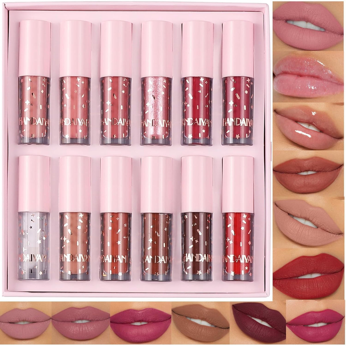 My Colors Matte Liquid Lipstick Set,12 Colors Highly Pigmented Super Stay Liquid Velvet Lipstick, Waterproof Long Lasting Lip Gloss Set, for Women Girl 2ml x 12 - Image 7