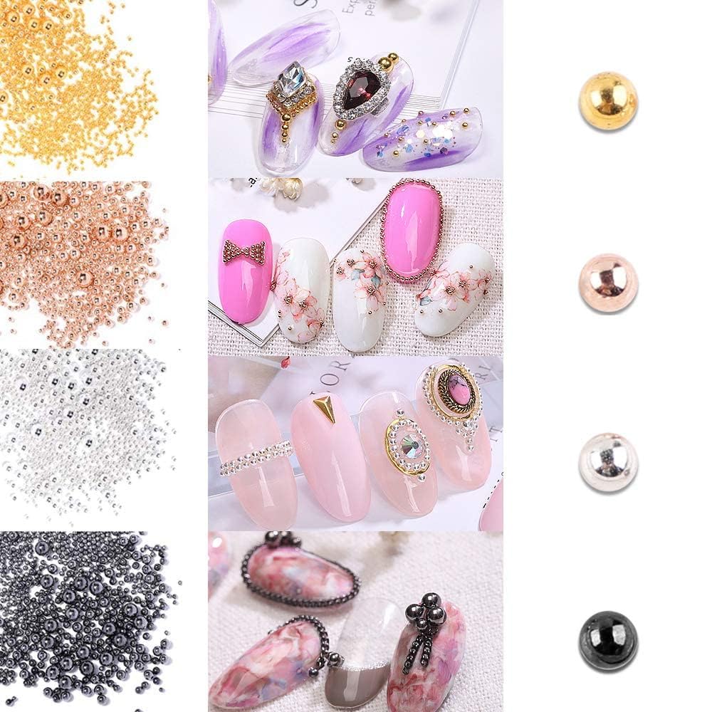 Metal Nail Art Beads, 3D Nail Design Decoration Mini Stainless Steel Balls,Nails Accessories,Rhinestones Mixed, for Nail Art (Black) - Image 4